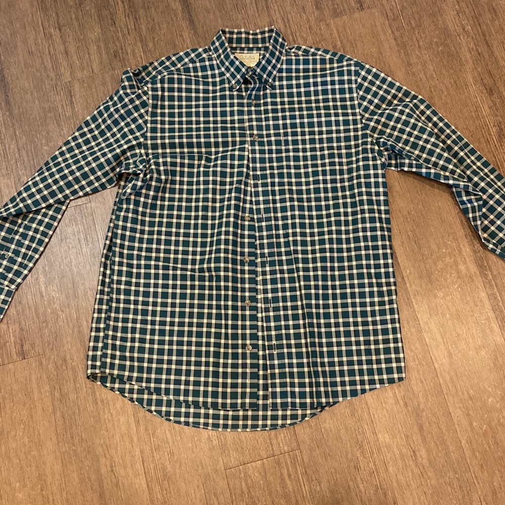 Mens Cabelas Outfitter series button down shirt large Tall dress shirt. Green